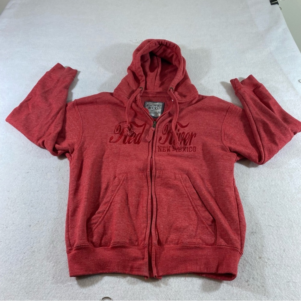 Pacific & Co Zip Hoodie Hooded Sweatshirt Red small long sleeve pockets …